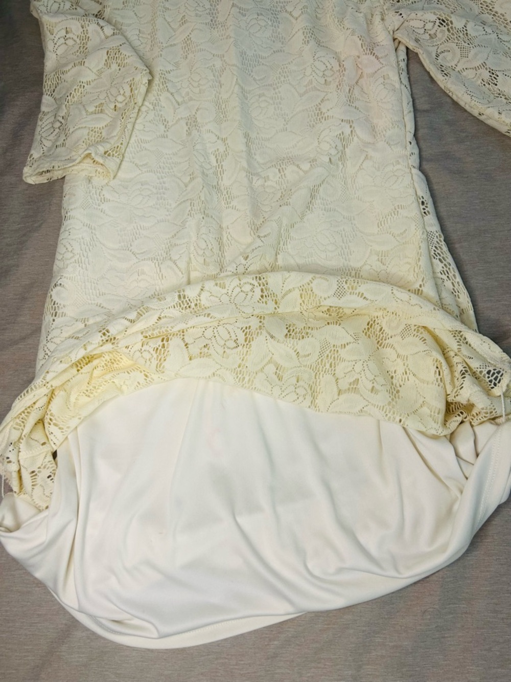 Cream  Long-Sleeve Sheath Dress - Women's Dress Size M without tag see mesures - Picture 12 of 14